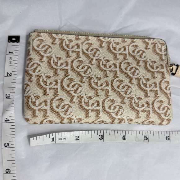 Coach Beige and Tan Monogram Wristlet